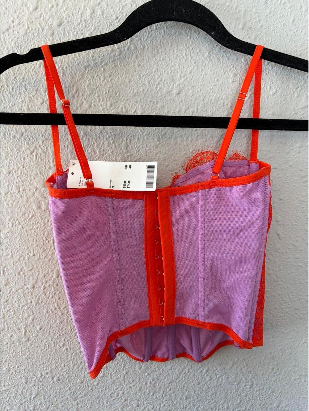 NWT Urban Outfitters Out from Under Purple/Red Lace Corset Top size S. $59 retai - Picture 4 of 4